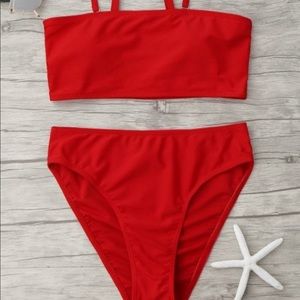 Red Bandeau Swimsuit